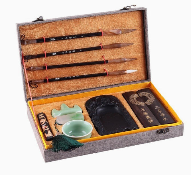 高檔文房四寶套裝毛筆錦盒狼羊兼毫禮盒專用全套修心修身養性